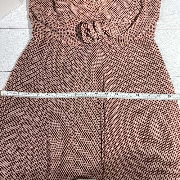 Fiori Di Zucca Red Cream Retro Mini Houndstooth Print Silk A Line Dress Size 10 - Picture 10 of 11